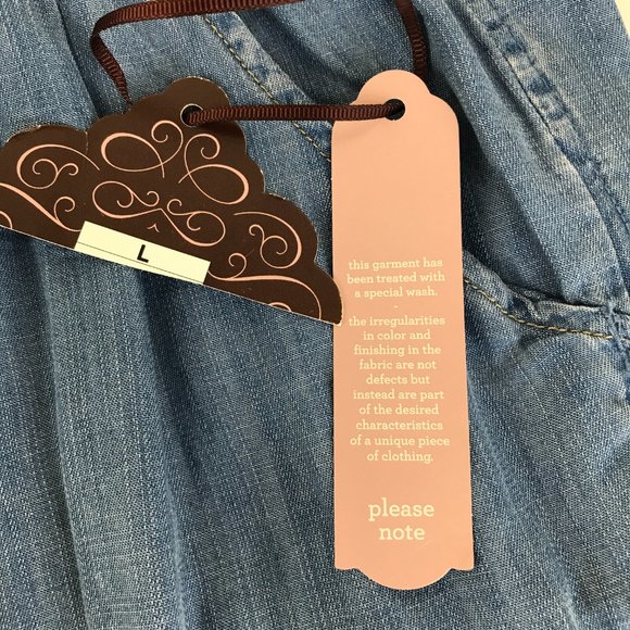 NEW Knox Rose Chambray Wide Leg Pants Women's Large Pull-On High Waist Pockets - Picture 7 of 9